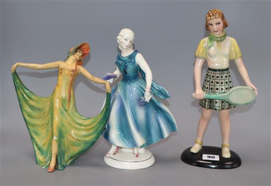 A Wade figure of a lady and two others 29.5cm